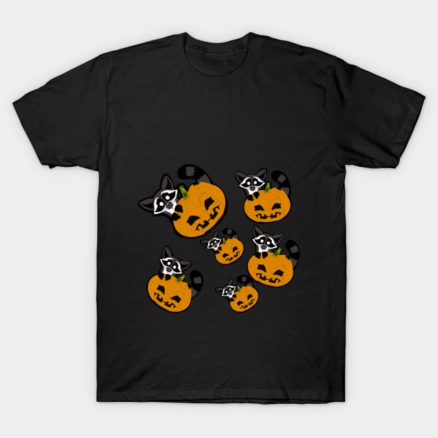 Pumpkin racoon T-Shirt by Saphyre91